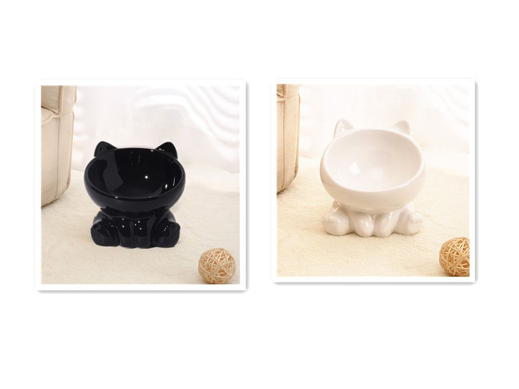 Ceramic Cat Bowl - Elevated Non-Slip Pet Feeding Bowl