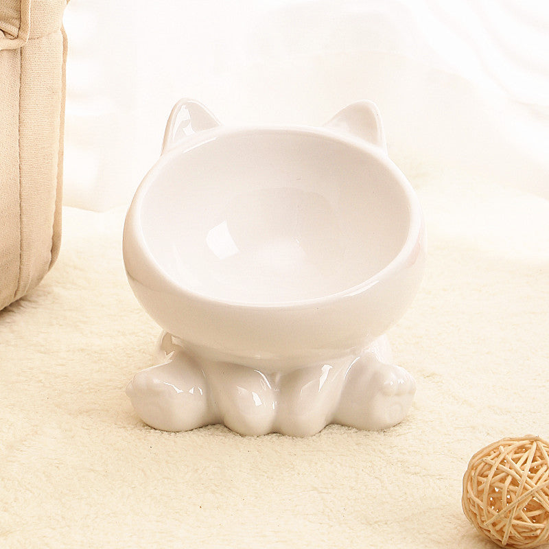 Ceramic Cat Bowl - Elevated Non-Slip Pet Feeding Bowl