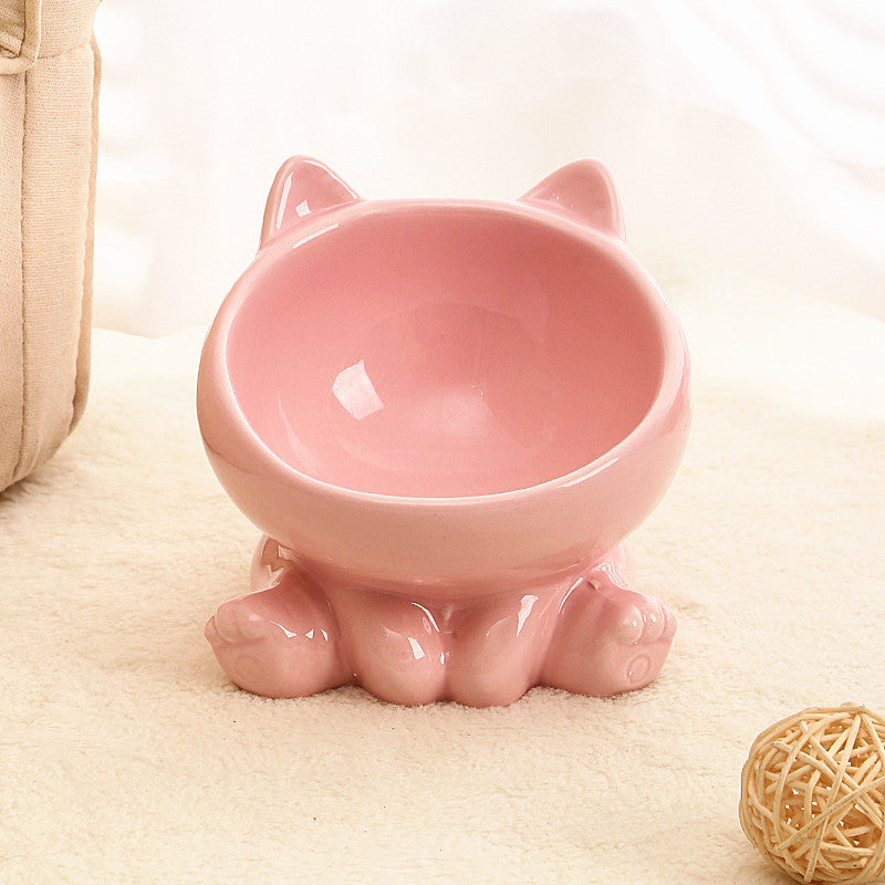 Ceramic Cat Bowl - Elevated Non-Slip Pet Feeding Bowl