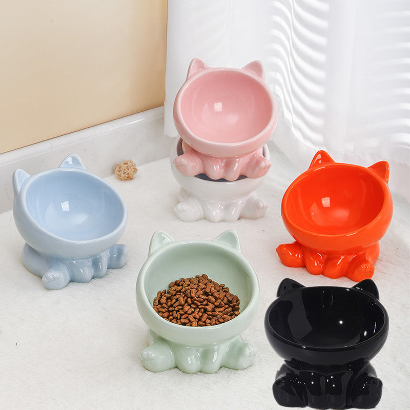 Ceramic Cat Bowl - Elevated Non-Slip Pet Feeding Bowl