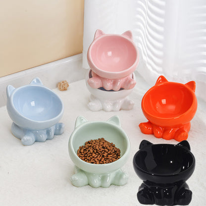 Ceramic Cat Bowl - Elevated Non-Slip Pet Feeding Bowl