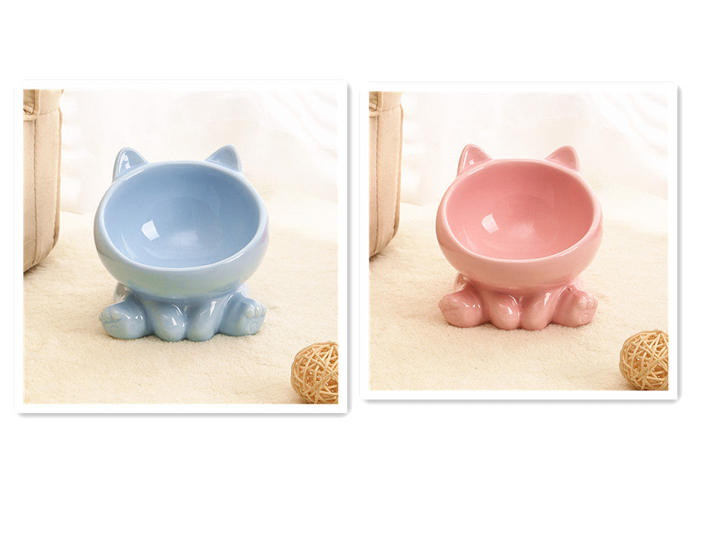 Ceramic Cat Bowl - Elevated Non-Slip Pet Feeding Bowl