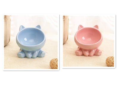 Ceramic Cat Bowl - Elevated Non-Slip Pet Feeding Bowl